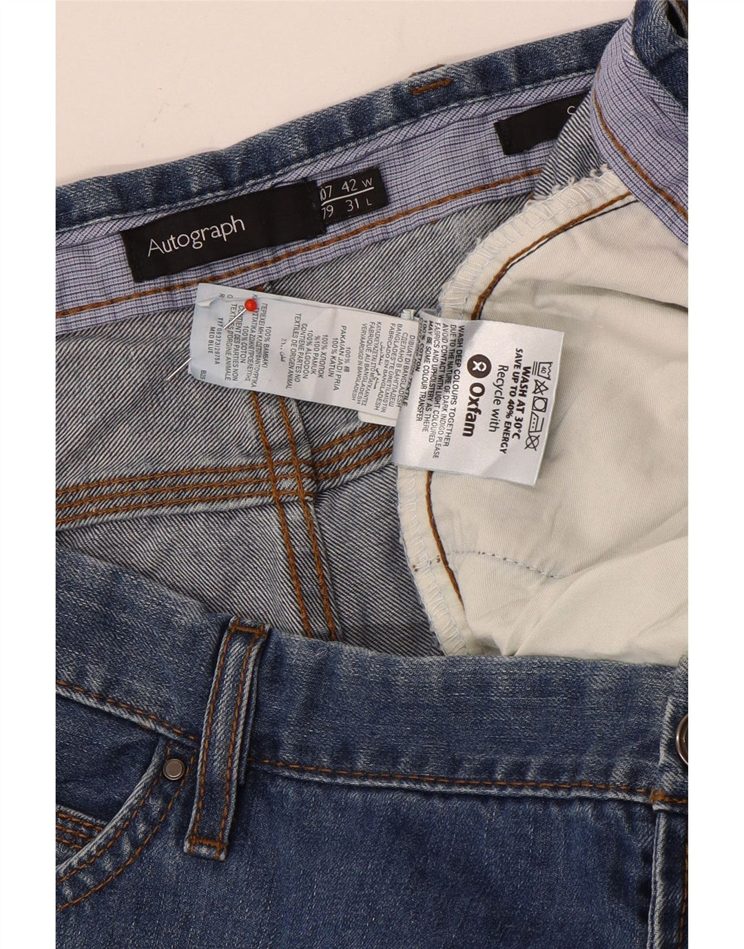 Marks & Spencer Herren Autograph Straight Jeans W42 L27 Blaue Baumwolle