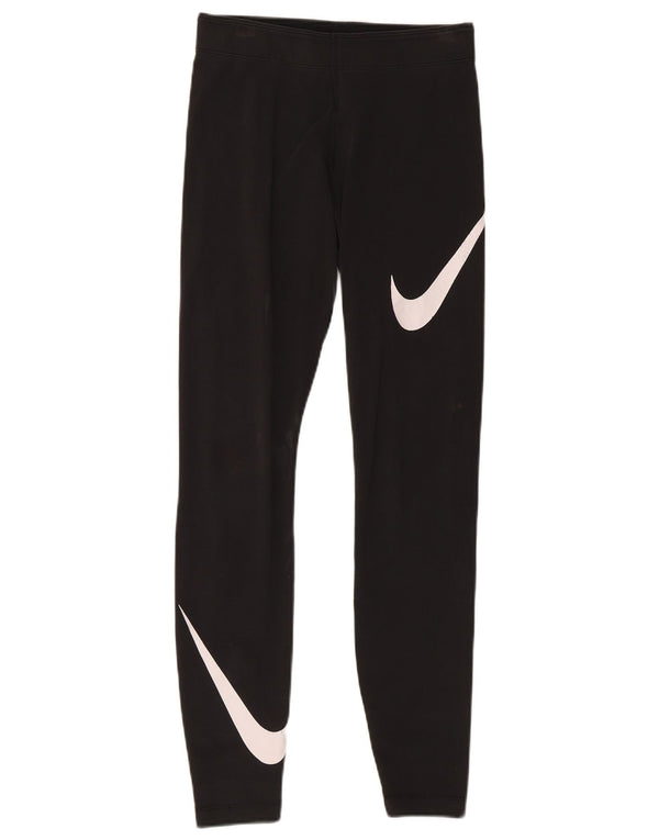 Nike Womens Graphic Leggings UK 8 Small Schwarz Baumwolle