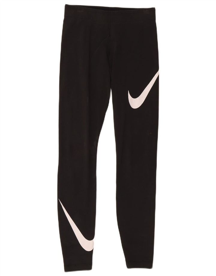 Nike Womens Graphic Leggings UK 8 Small Schwarz Baumwolle