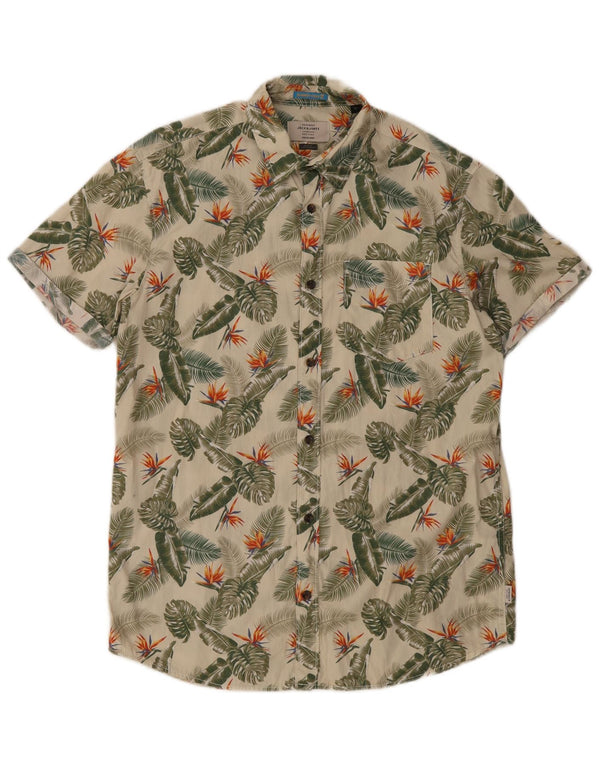 Jack & Jones Herren-Kurzarmhemd, mittelgrün, hawaiianisches Blumenmuster