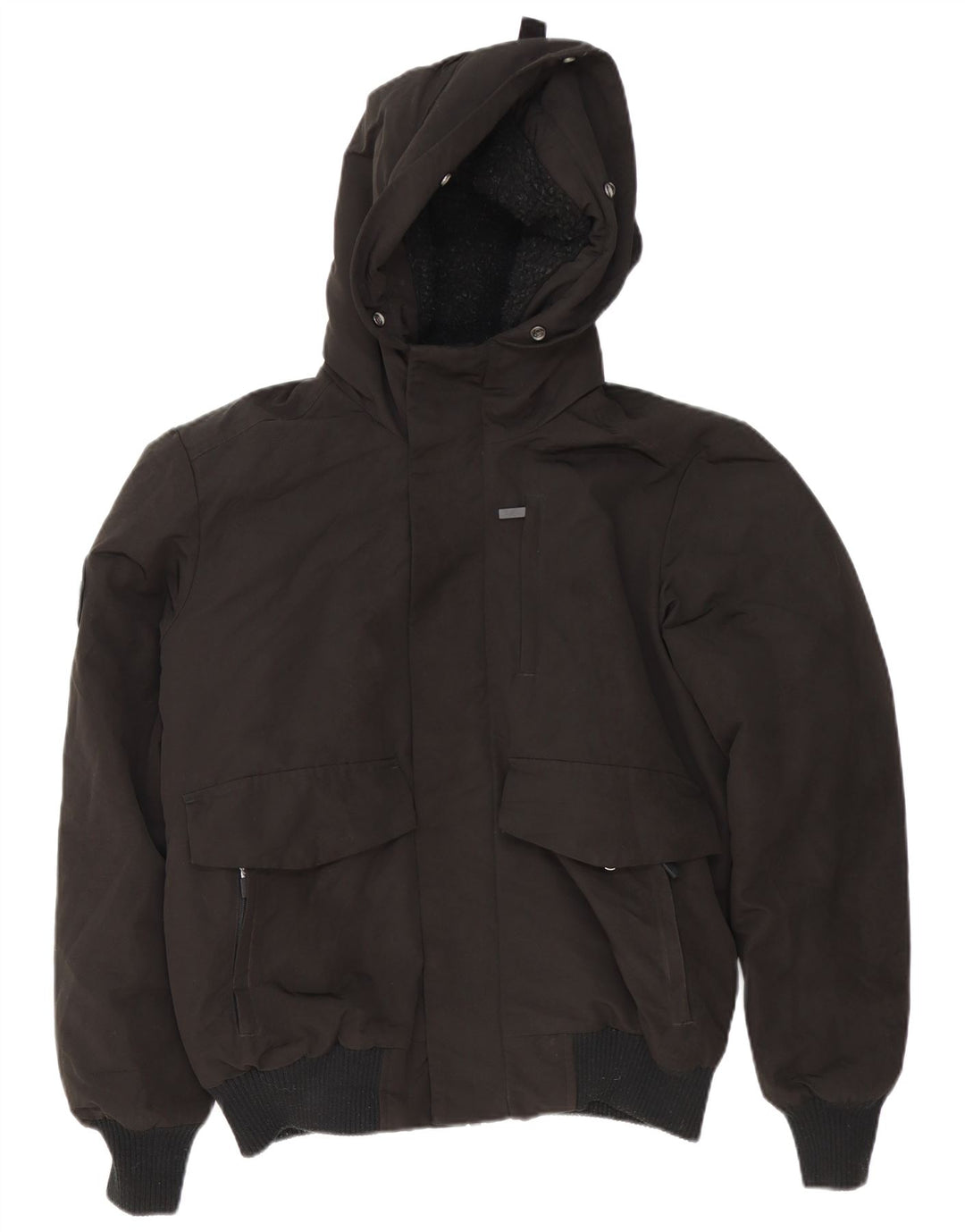 SUPERDRY Herren-Bomberjacke mit Kapuze, UK 38, Mittelschwarzes Nylon