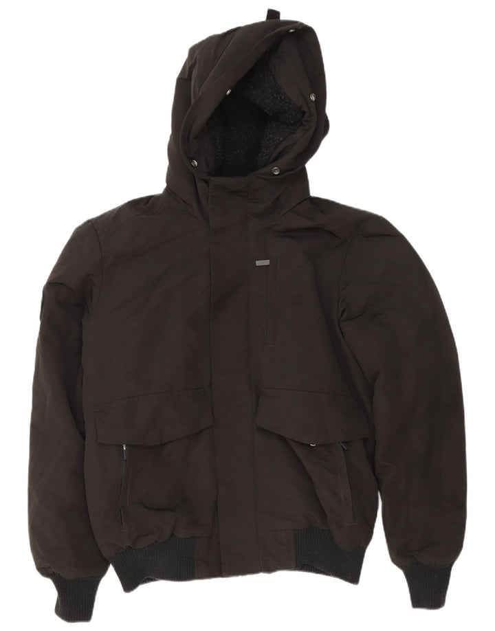 SUPERDRY Herren-Bomberjacke mit Kapuze, UK 38, Mittelschwarzes Nylon