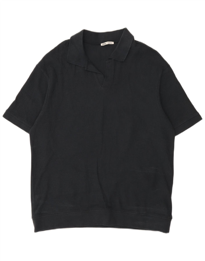 Zara Herren Poloshirt XL Schwarz Baumwolle