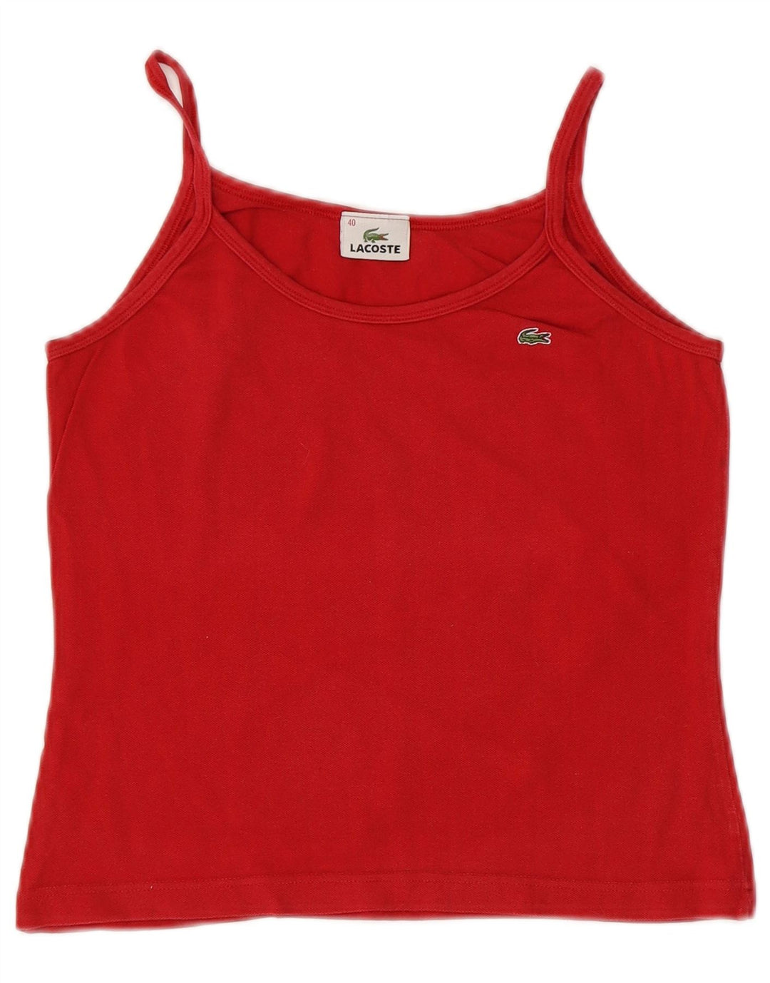 LACOSTE Damen Crop Cami Top Größe 40 Mittelrote Baumwolle