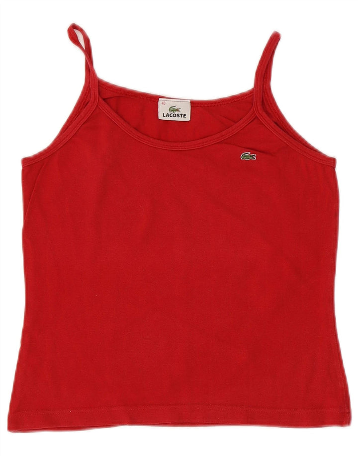 LACOSTE Damen Crop Cami Top Größe 40 Mittelrote Baumwolle