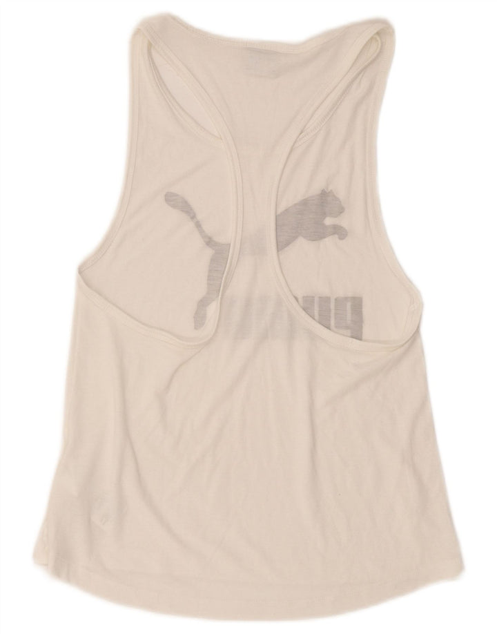 Puma Womens Graphic Vest Top UK 10 Small Weiß Polyester