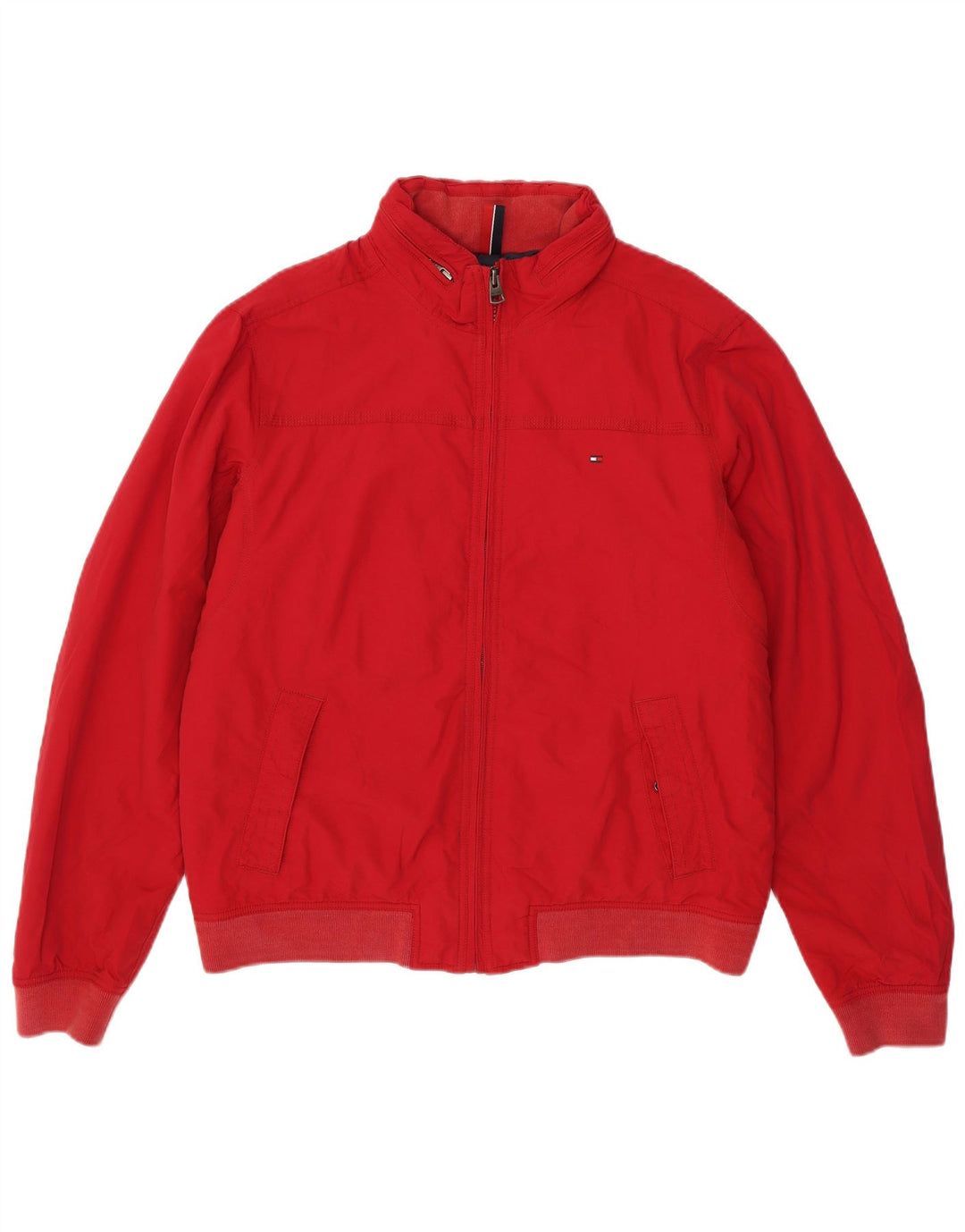 TOMMY HILFIGER Herren-Bomberjacke mit Kapuze, UK 42 XL, rotes Nylon
