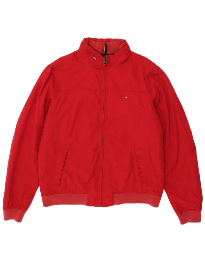 TOMMY HILFIGER Herren-Bomberjacke mit Kapuze, UK 42 XL, rotes Nylon
