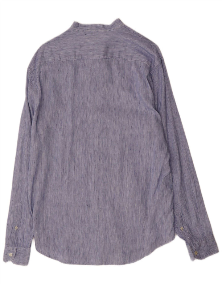 EMPORIO ARMANI Mens Shirt Medium Blue Pinstripe