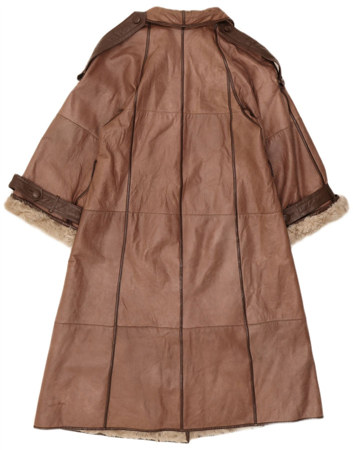 Vintage Damen Ledermantel UK 14 Mittelbraun