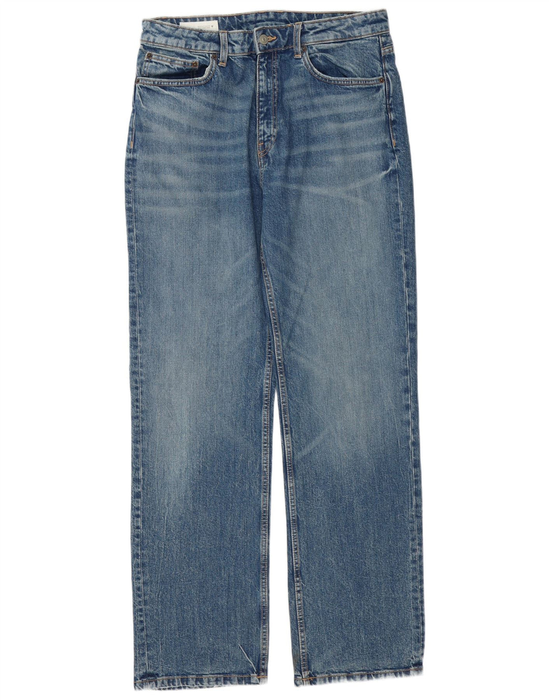 ZARA Damen Straight Jeans EU 42 Large W32 L32 Blaue Baumwolle