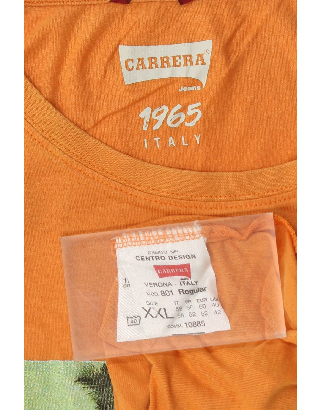 CARRERA Mens Graphic T-Shirt Top 2XL Orange Cotton
