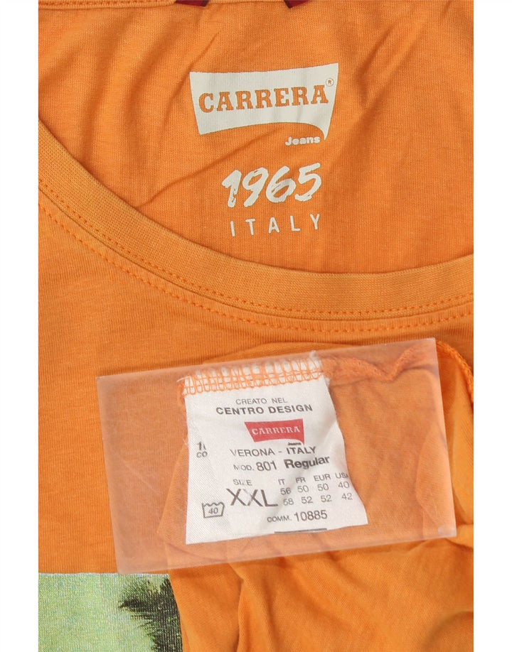 CARRERA Mens Graphic T-Shirt Top 2XL Orange Cotton