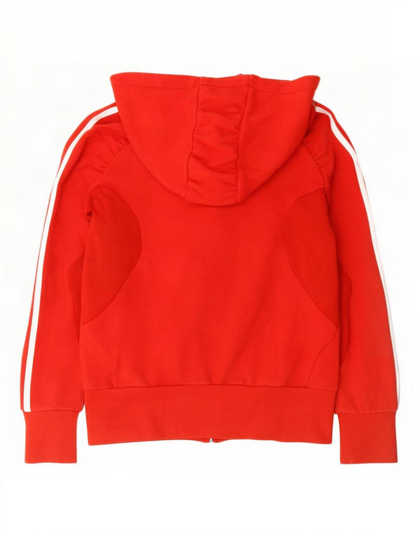 Adidas Damen Climalite Graphic Zip Hoodie Pullover UK 12 Mittelrote Baumwolle