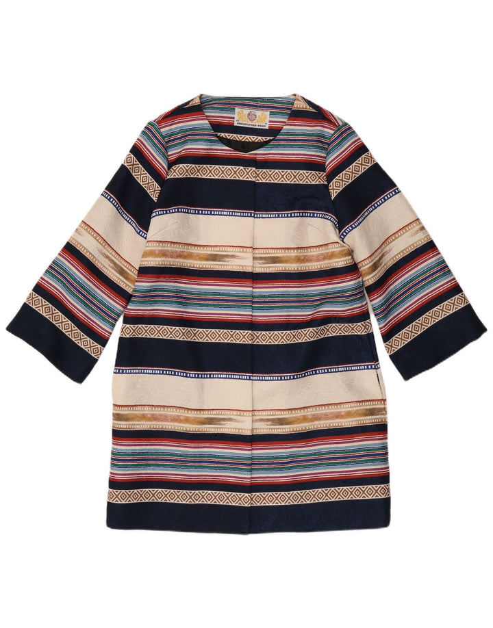 Christopher Wren Damen Mantel UK 12 Mittel Marineblau Geometrisch Retro