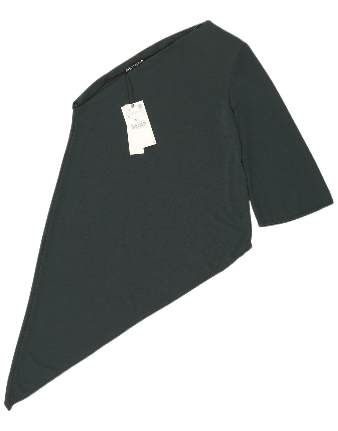 Asymmetrisches One-Shoulder-Oberteil von Zara für Damen, Gr. 10, Größe S, Grün, Polyester