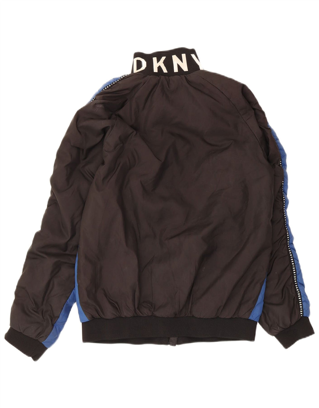 Dkny Womens Graphic Quilted Jacket UK 14 Mittelblaues Colourblock-Polyester
