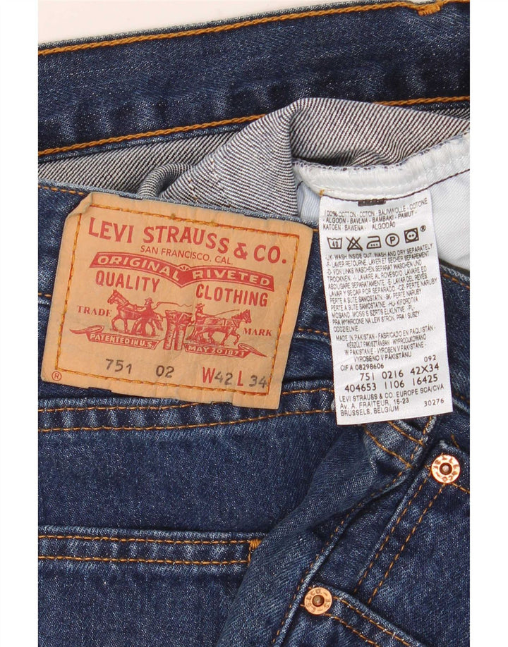 Levi's Herren 751 Straight Jeans W42 L34 Blaue Baumwolle