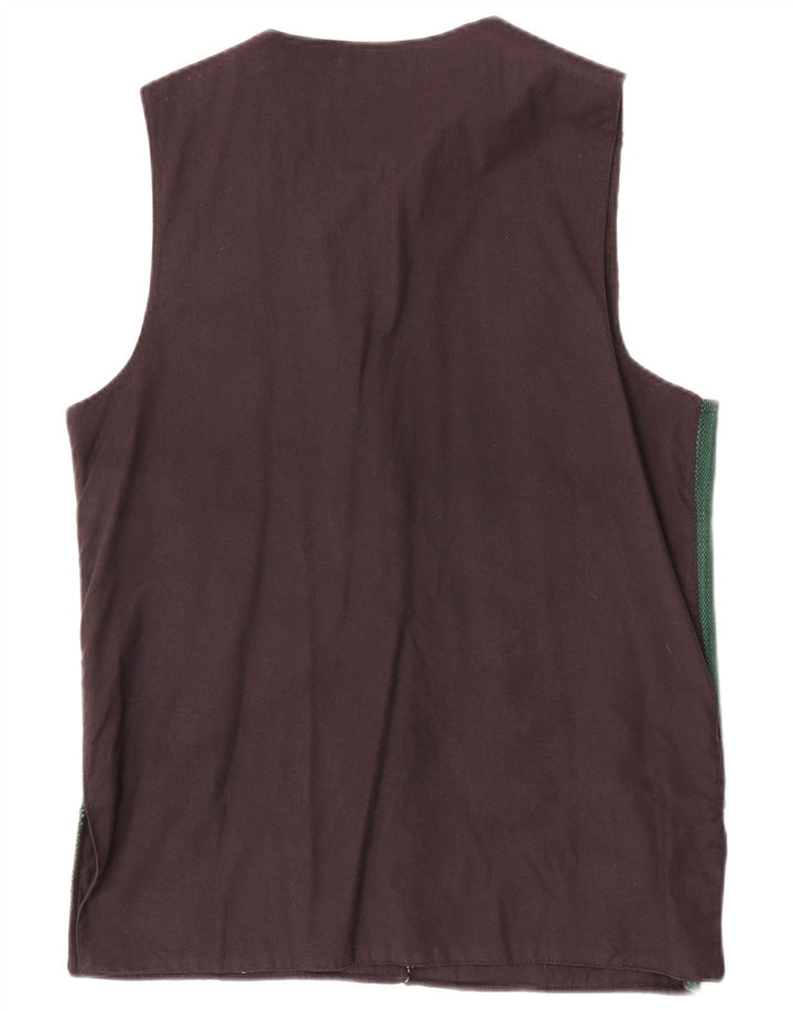 Vintage Damen Gilet UK 16 Große mehrfarbig gestreifte Baumwolle