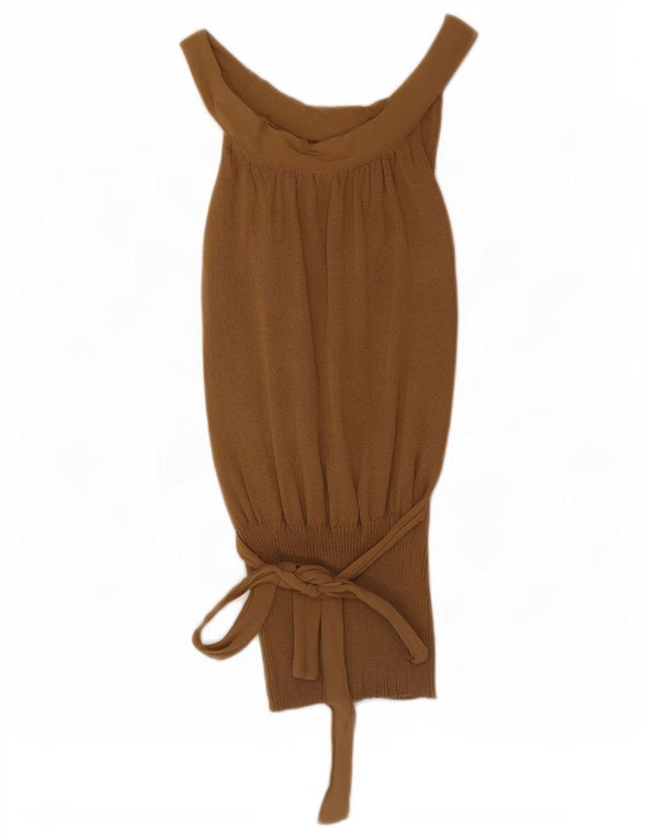 Massimo Dutti Damen Schulterfreies Top UK 14 Große braune Viskose