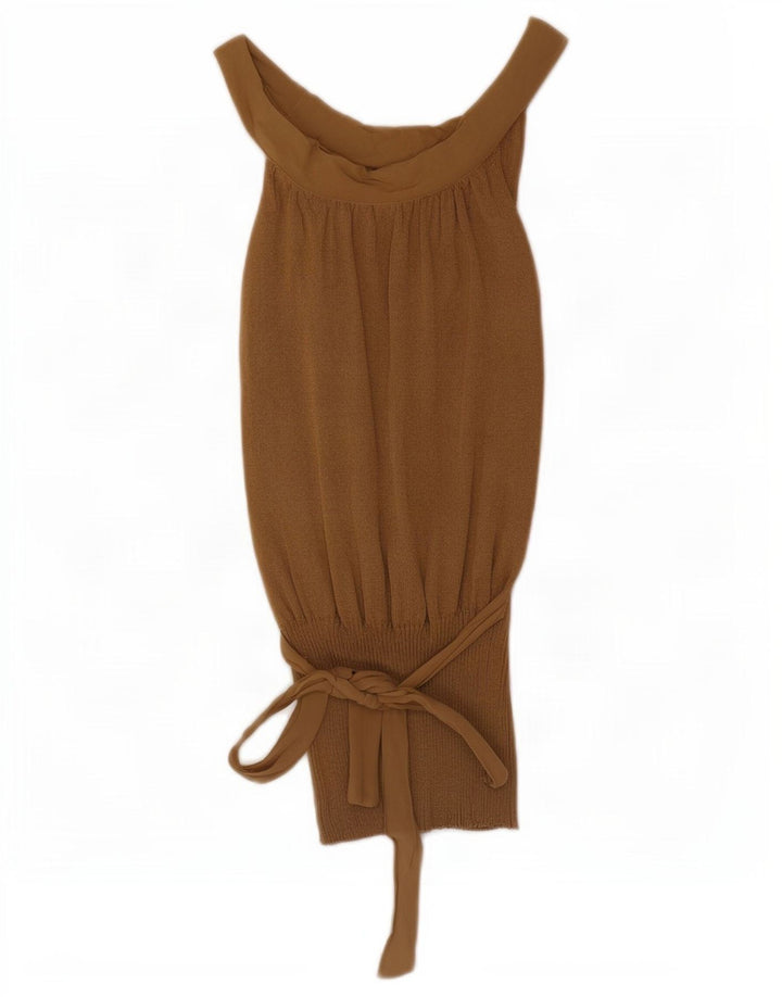 Massimo Dutti Damen Schulterfreies Top UK 14 Große braune Viskose