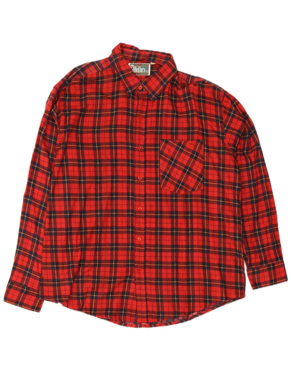 Vintage Herren Flanellhemd 2XL rot kariert Baumwolle