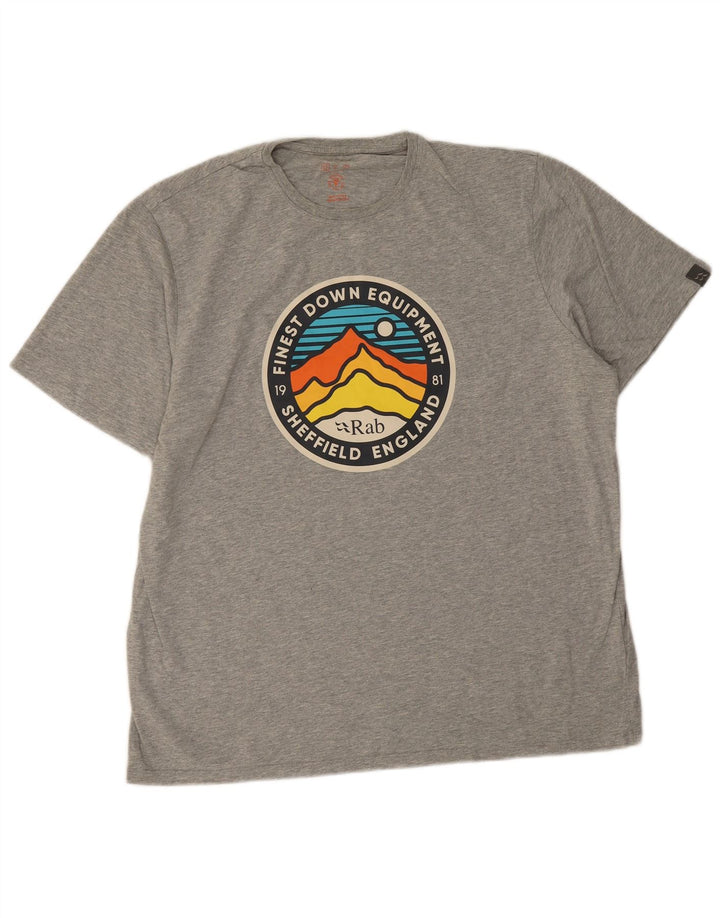 Rab Herren Grafik-T-Shirt-Oberteil XL aus grauer Baumwolle
