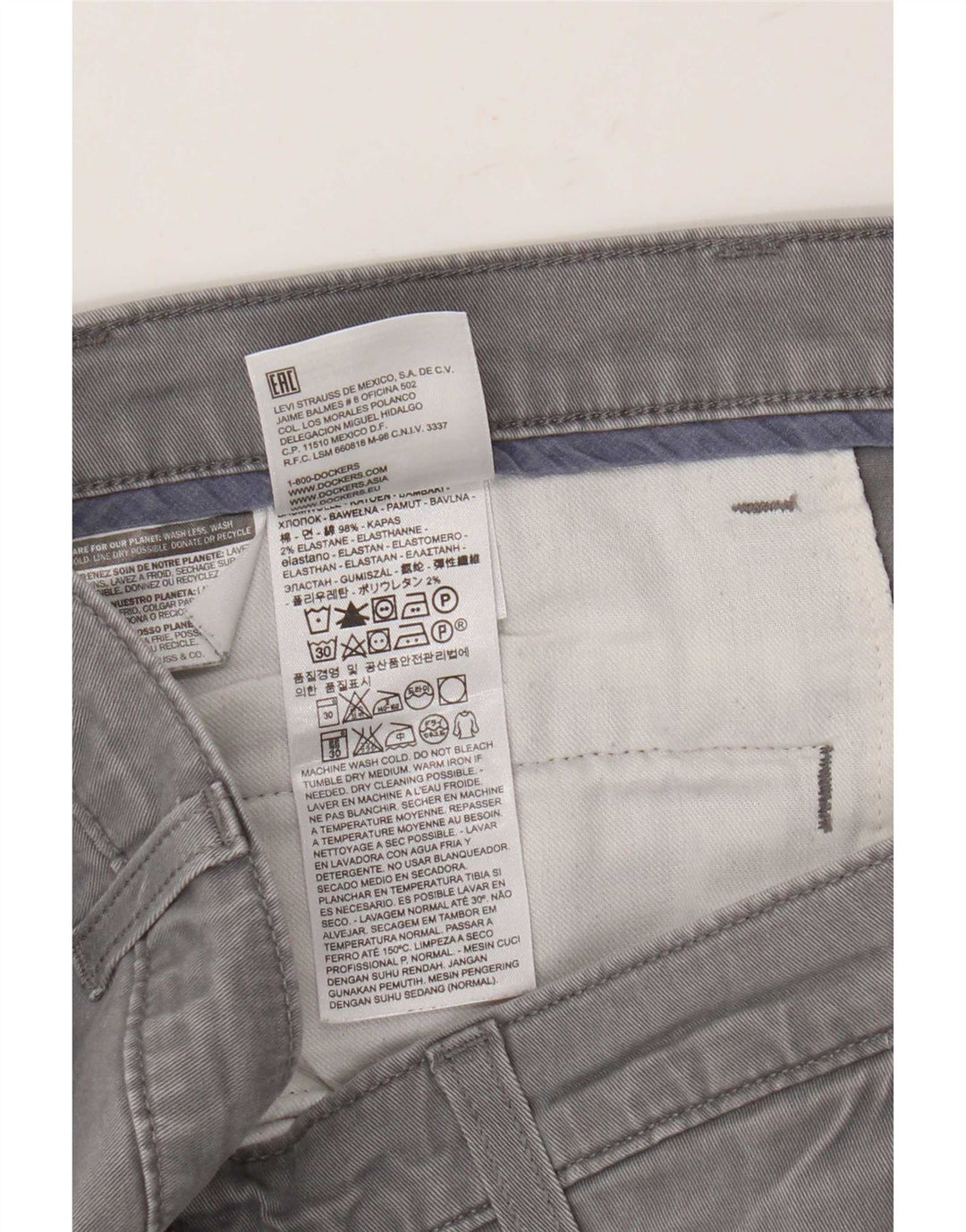 Dockers Slim Chino-Hose für Herren, W32, L29, graue Baumwolle