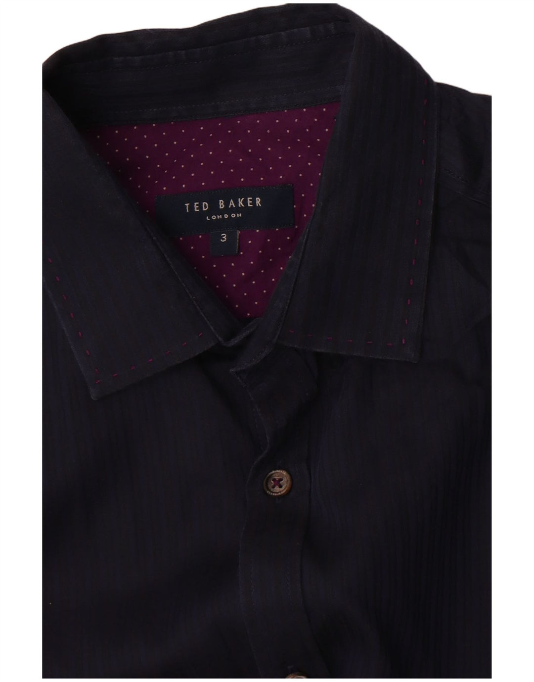 Ted Baker Herrenhemd, Größe 3, mittelgroß, marineblau, Nadelstreifen-Baumwolle