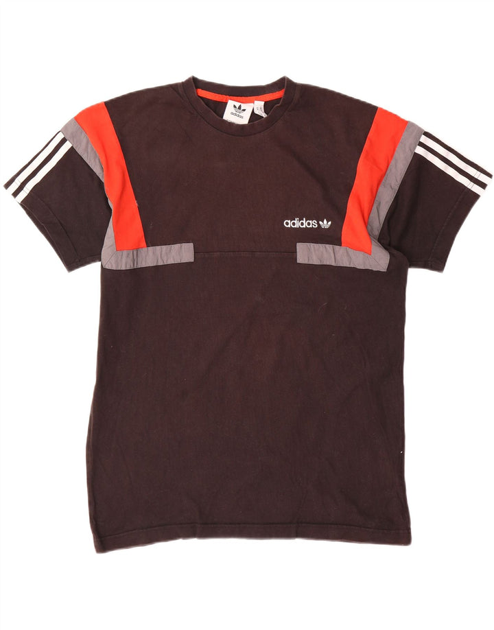 Adidas Herren T-Shirt Top Medium Schwarz Colourblock Baumwolle
