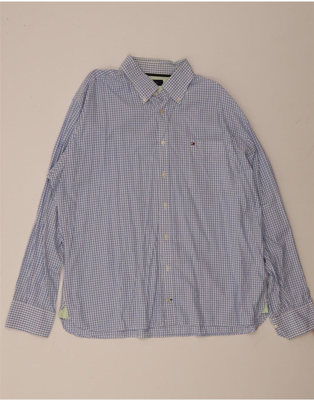 Tommy Hilfiger Herrenhemd 2XL blau kariert Baumwolle
