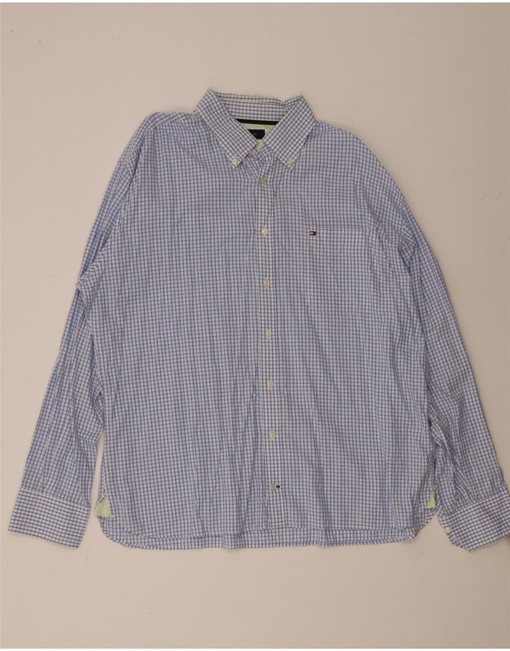 Tommy Hilfiger Herrenhemd 2XL blau kariert Baumwolle