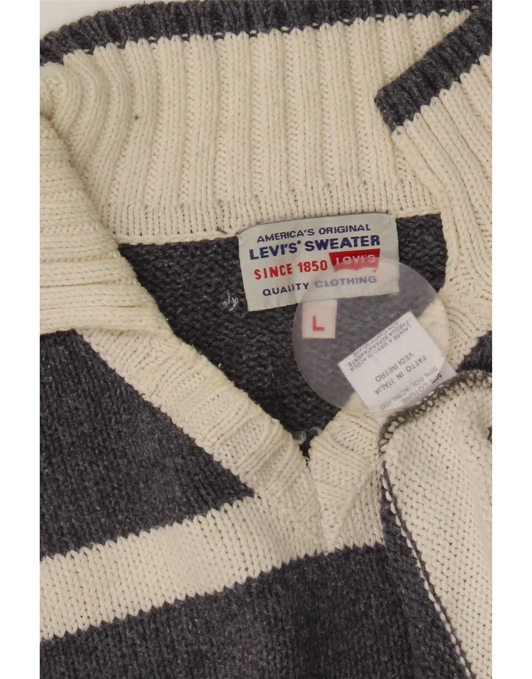 Levi's Herren-Pullover mit Rollkragen, groß, grau gestreift, Baumwolle