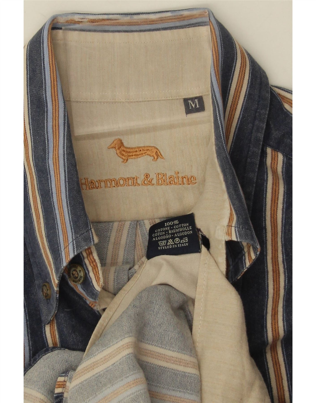 Harmont & Blaine Herrenhemd aus mittelblauer, gestreifter Baumwolle