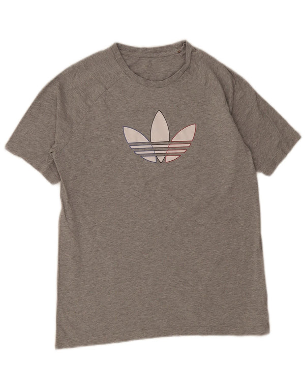 Adidas Damen Grafik T-Shirt Top UK 10 Small Grau Baumwolle
