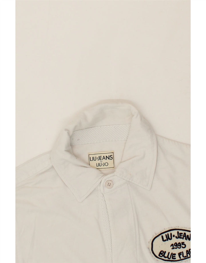LIU JO JUNIOR Mens Graphic Polo Shirt Small White Cotton Vintage Liu Jo junior and Second-Hand Liu Jo junior from Messina Hembry 