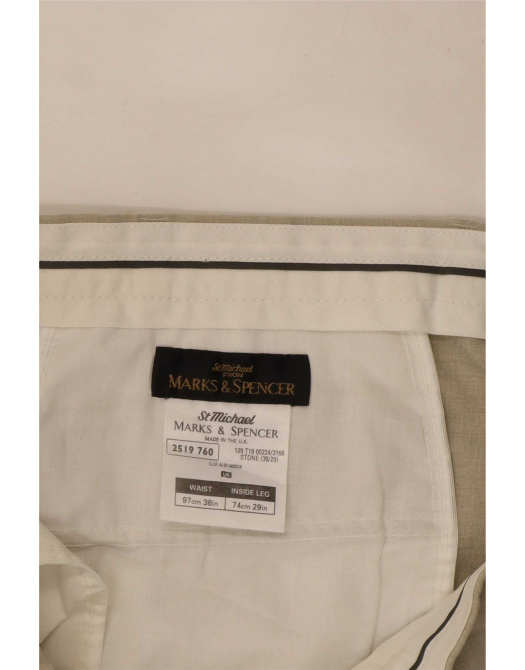 Gerade Herren-Chinohose von Marks & Spencer, W38, L27, Beige, Polyester