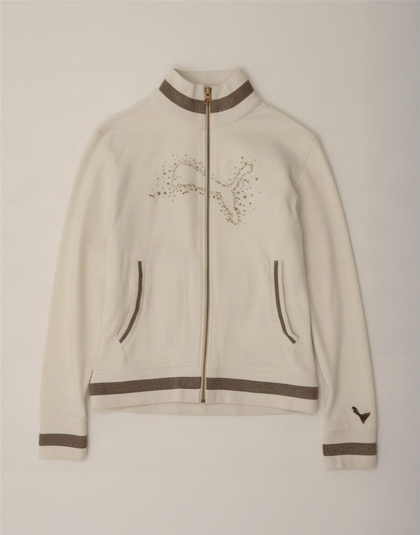 Puma Womens Graphic Trainingsanzug Top Jacke UK 12 Mittelweiß Farbblock