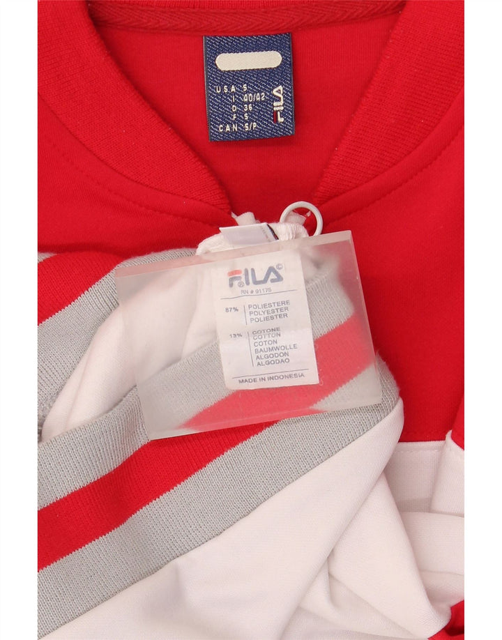 Fila Damen Crop Trainingsanzug Top Jacke UK 10 Small Rot Colourblock Polyester