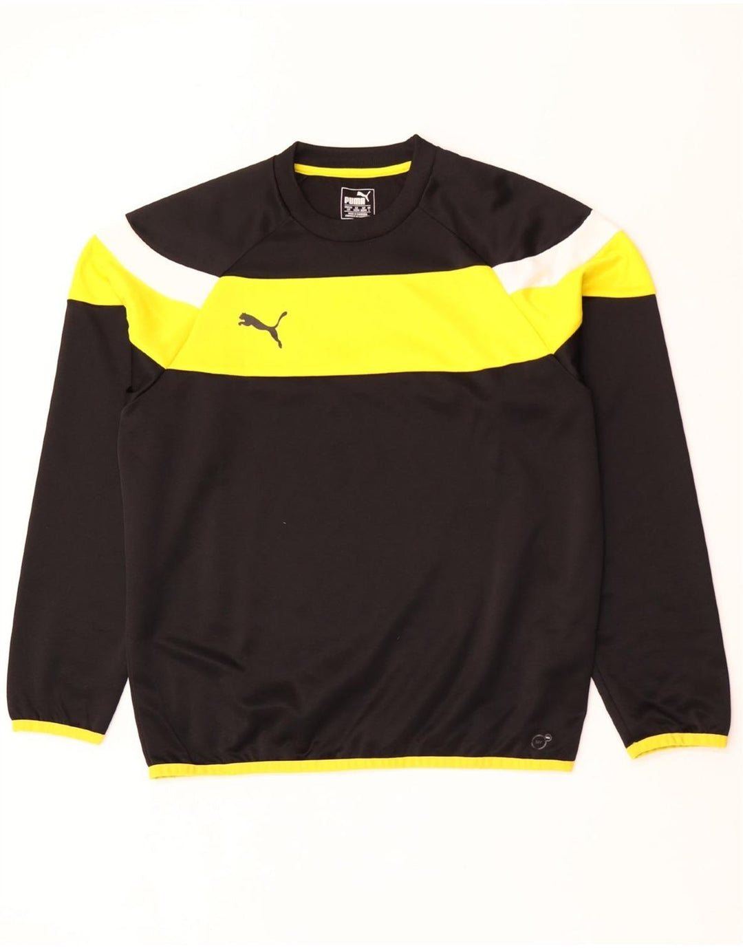 Puma Herren-Oberteil, langärmelig, groß, schwarzes Farbblock-Polyester