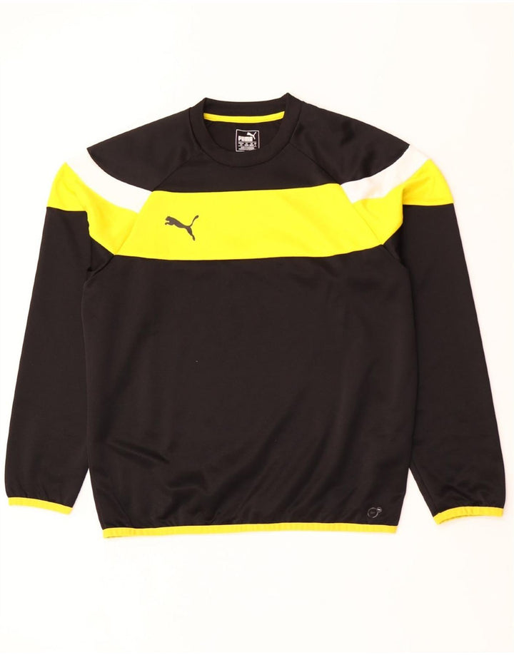 Puma Herren-Oberteil, langärmelig, groß, schwarzes Farbblock-Polyester