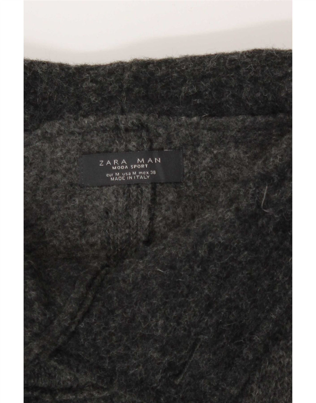 Zara Herren-Windbreaker-Mantel mit Kapuze, zweireihig, UK 38, mittelgraue Wolle