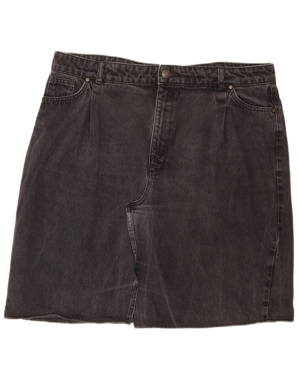 John Lewis Damen Jeansrock UK 18 XL W38 Schwarze Baumwolle