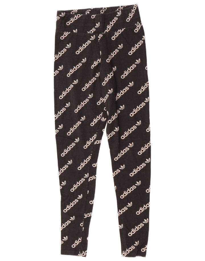 Adidas Damen Graphic Leggings UK 12 Mittelschwarze Baumwolle