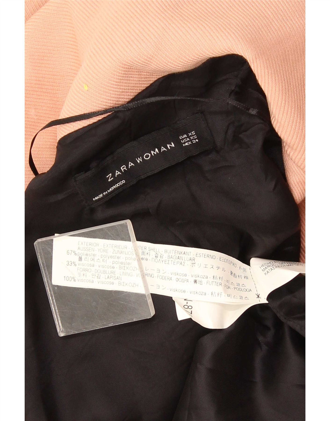 Zara Damen-Blazer, übergroß, lang geschnitten, offen, Gr. 6, XS, Rosa, Polyester