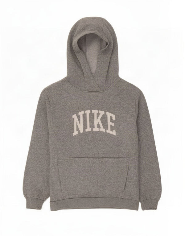 Nike Jungen-Pullover mit grafischem Kapuzenpullover, 12–13 Jahre, groß, grau gefleckte Baumwolle