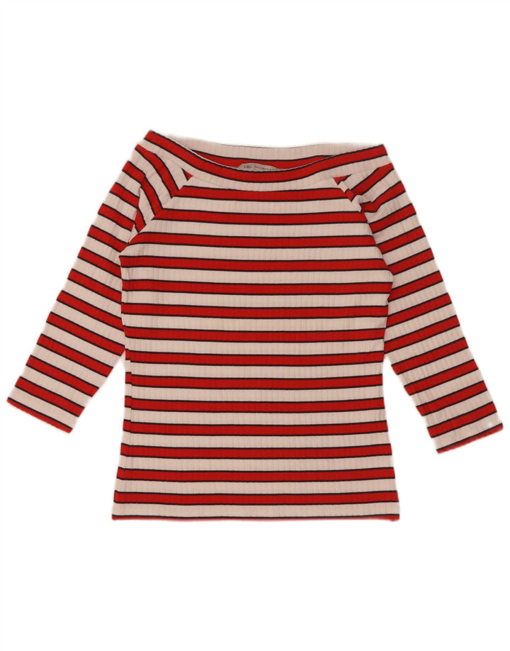 Schulterfreies Top für Damen von Marks & Spencer, 3/4-Ärmel, UK-Größe 12, mittelrot gestreift