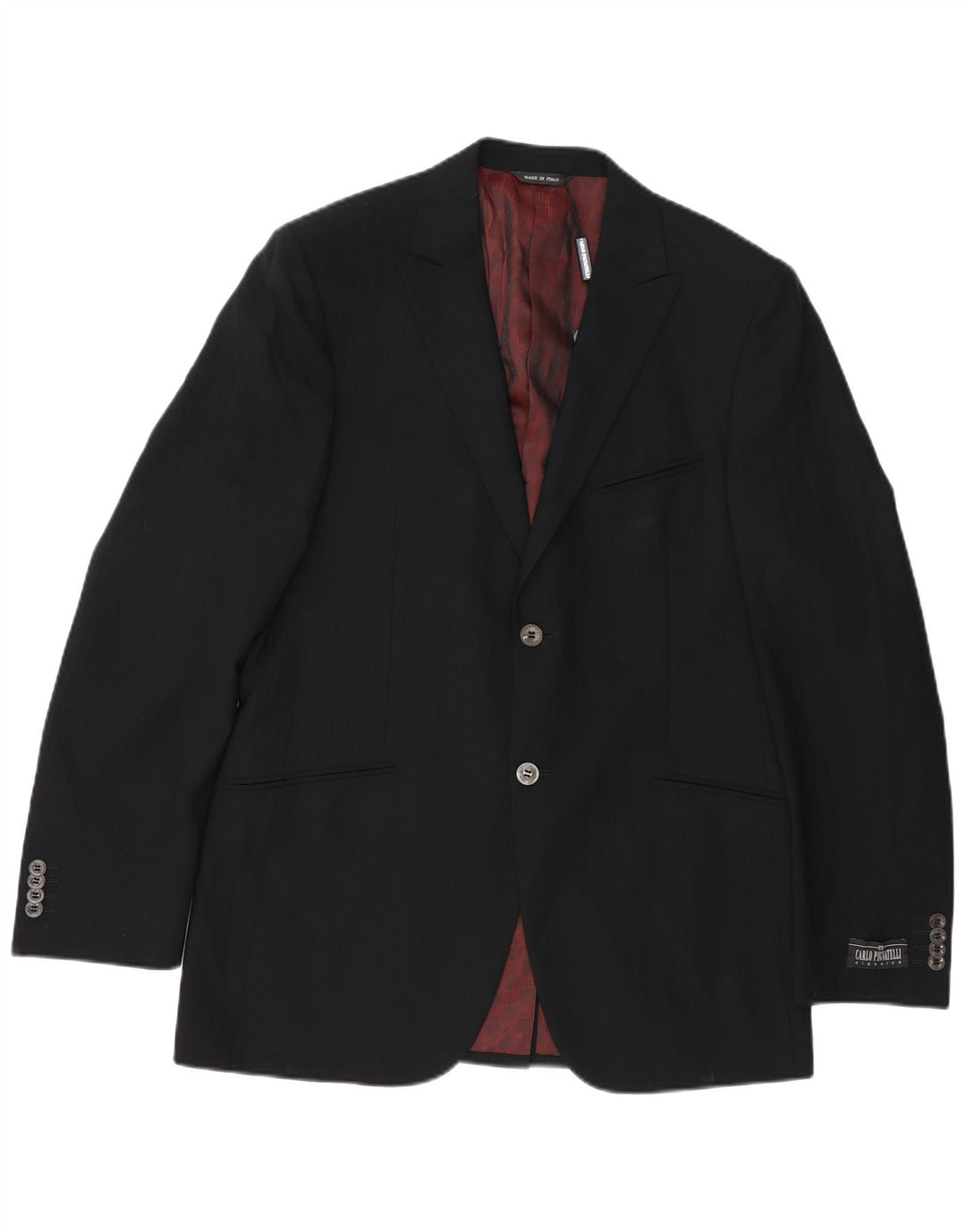 Carlo Pignatelli Herren-Blazer mit 2 Knöpfen, IT 50, große schwarze Schurwolle