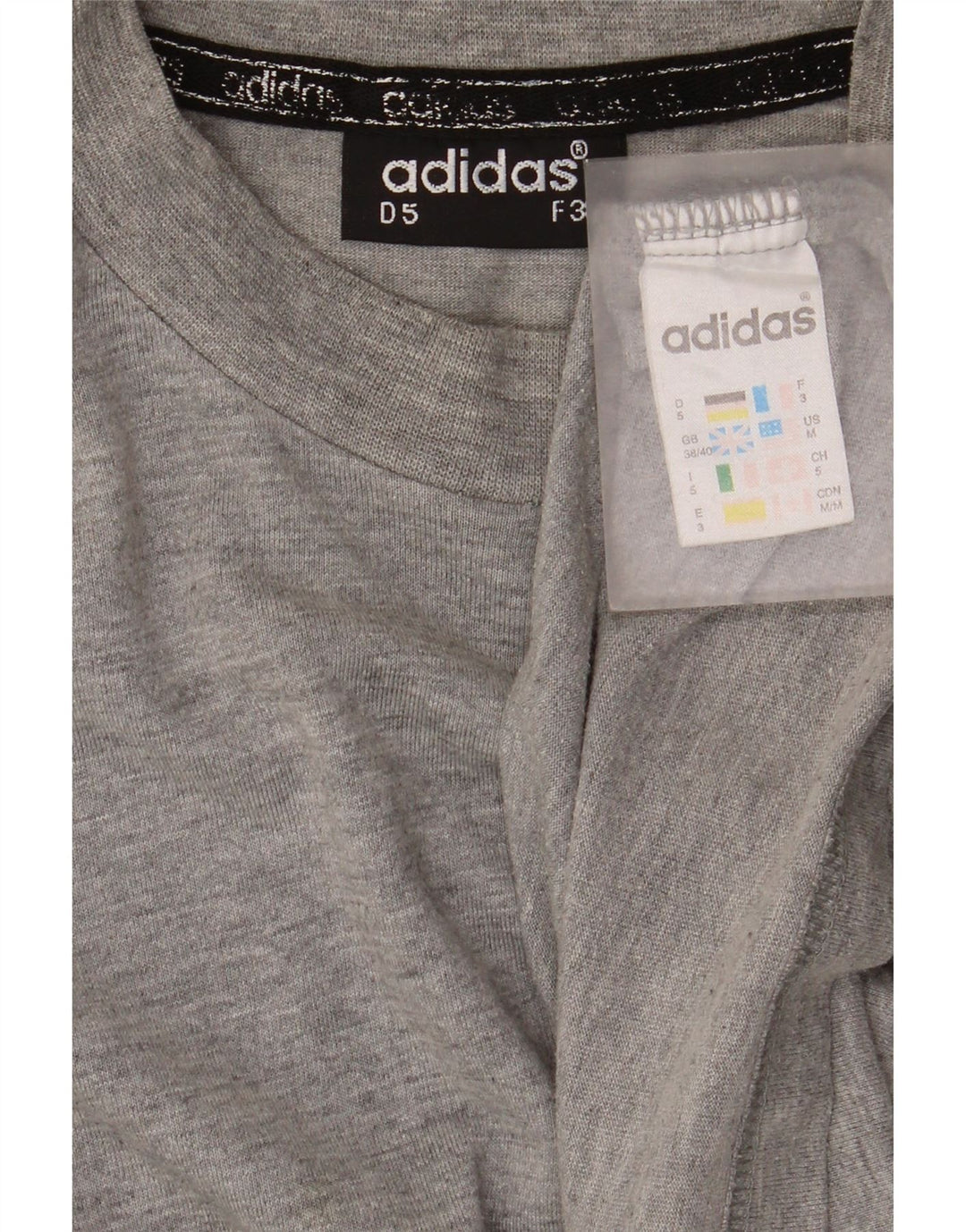 Adidas Herren Top Langarm UK 38/40 Mittelgrau gefleckte Baumwolle
