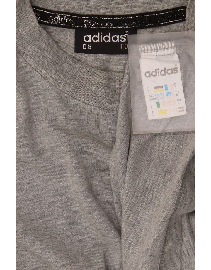 Adidas Herren Top Langarm UK 38/40 Mittelgrau gefleckte Baumwolle